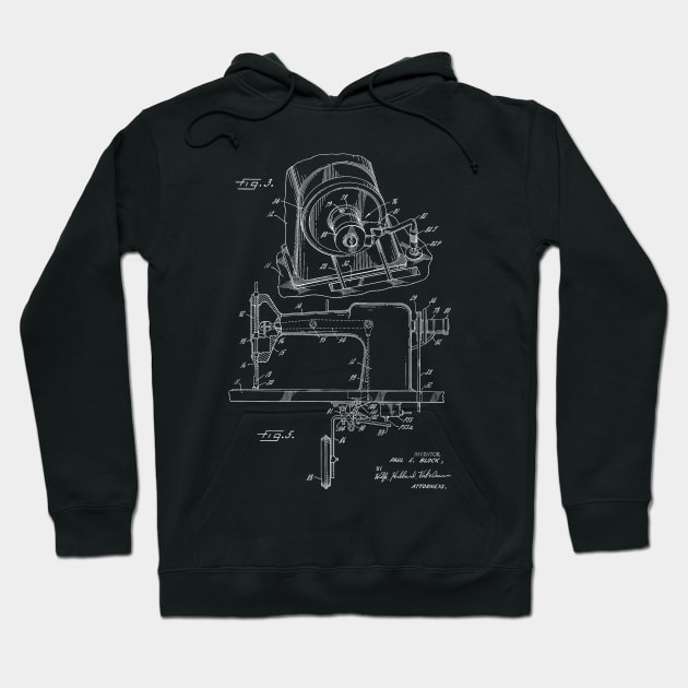 Power Transmission System for Sewing Machine Vintage Patent Hand Drawing Hoodie by TheYoungDesigns